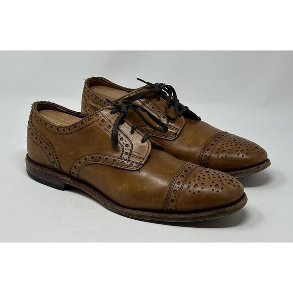 Allen Edmonds Rogue Brown Leather Cap Toe Brogue Oxford Dress Shoes Mens 9.5 D - Picture 1 of 12
